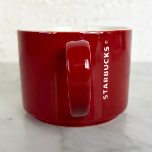Starbucks Cranberry Red Embossed White Logo - 2014 Starbucks Coffee Cup 12 fl oz - Picture 3 of 7